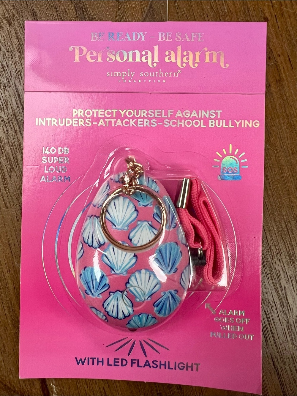 Simply Southern Pink Shell Personal Alarm with LED Flashlight NWT